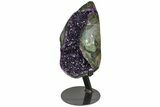 Amethyst Geode Section With Metal Stand - Uruguay #152211-1